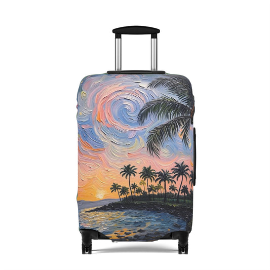 Luggage Cover Protector -Tropical Painterly Style Design - 'Into the Sunset' -