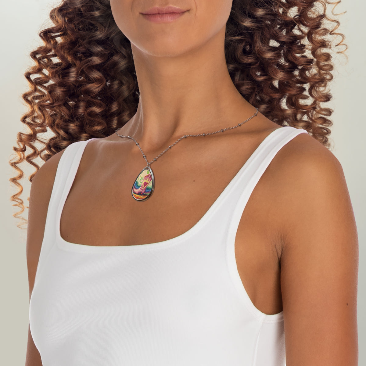Cowgirl Heart Boot Oval Pendant - Whimsical colorful artistic design - 'Kick'n up Dust'