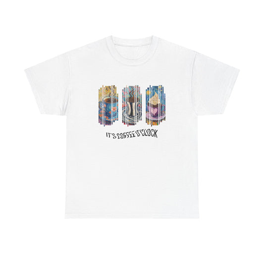 Coffee Cup Fragmented Graphic Tee — Colorful Modern Art T‑Shirt