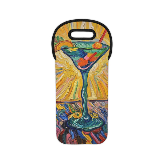 Tote Bag for Bottles - Spirited Artistic Martini Glass - Colorful Cocktail Bottle Carrier - Spirit Bottle Holder - 'Martini Madness'