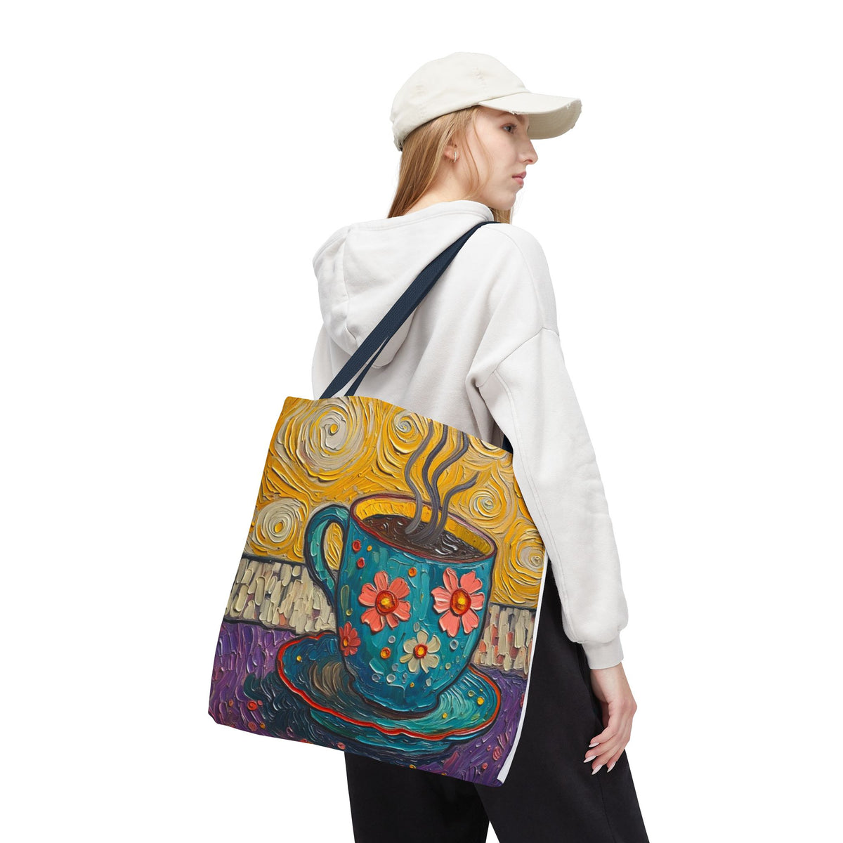 Tote Bag - Flower Coffee Cup - Painterly Style Design - 'Rich Roast'
