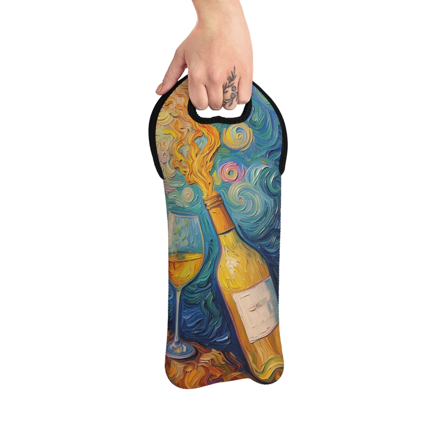 Vincent-Style Wine Tote Bag — Van Gogh Inspired Bottle Carrier for Picnics & Gifts