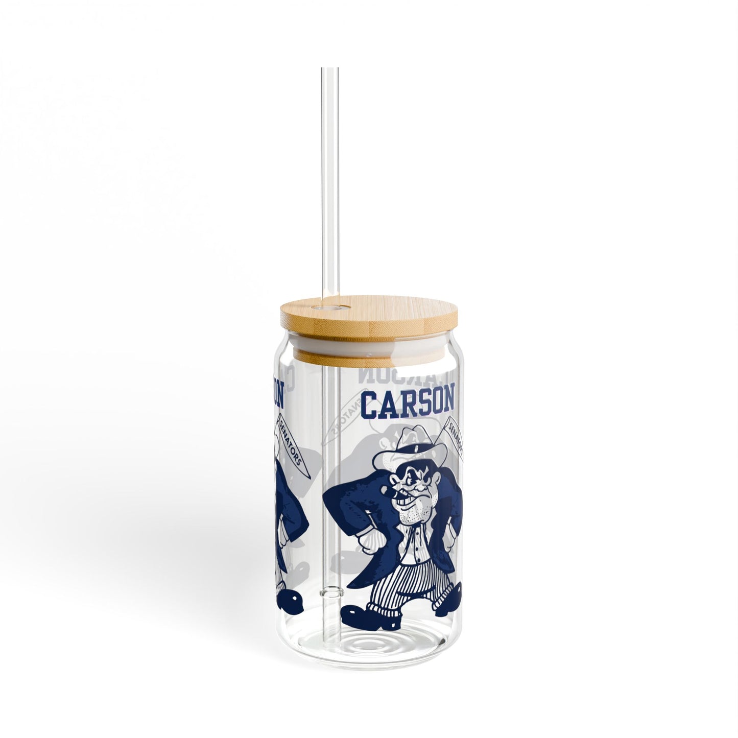 Vintage Carson Senators Mascot Sipper Glass - 16oz Tumbler