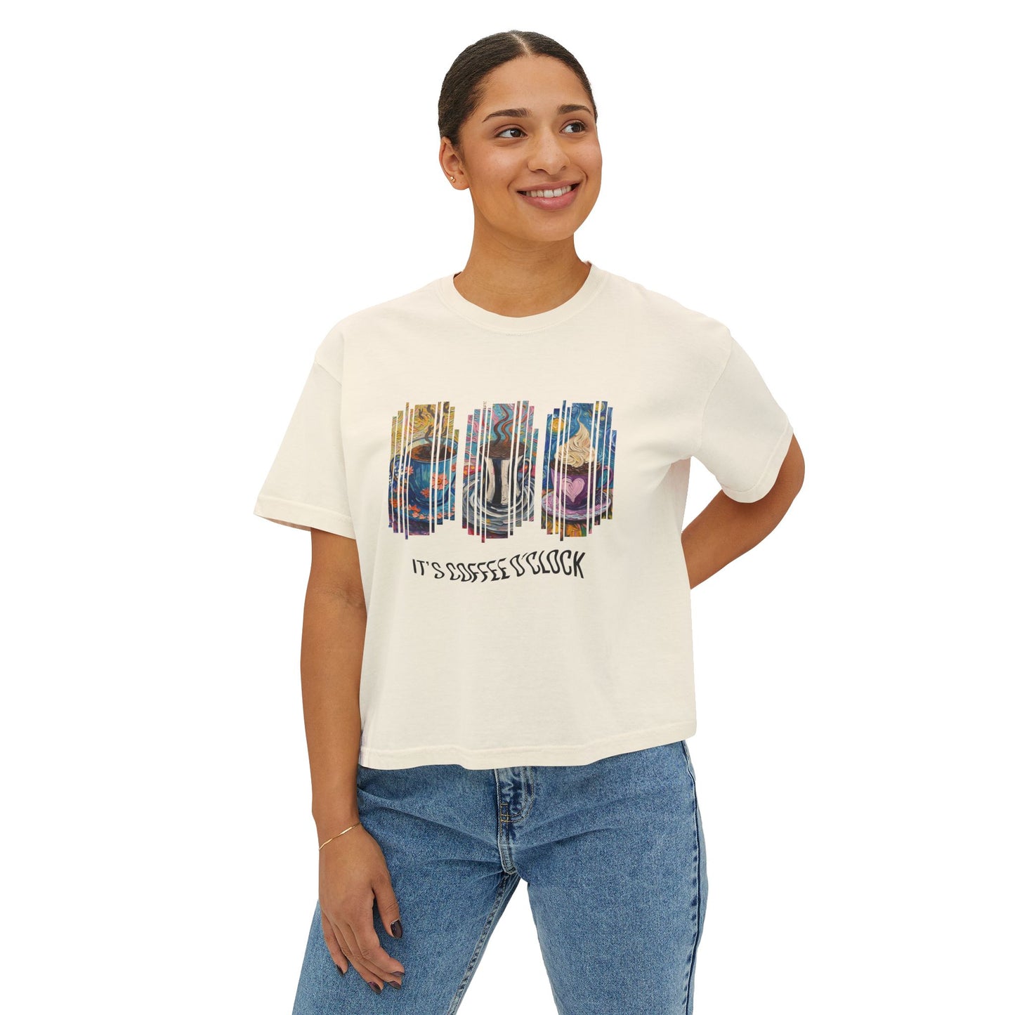 Boxy Tee — "It's Snack O'Clock" Colorful Snack Bar Graphic