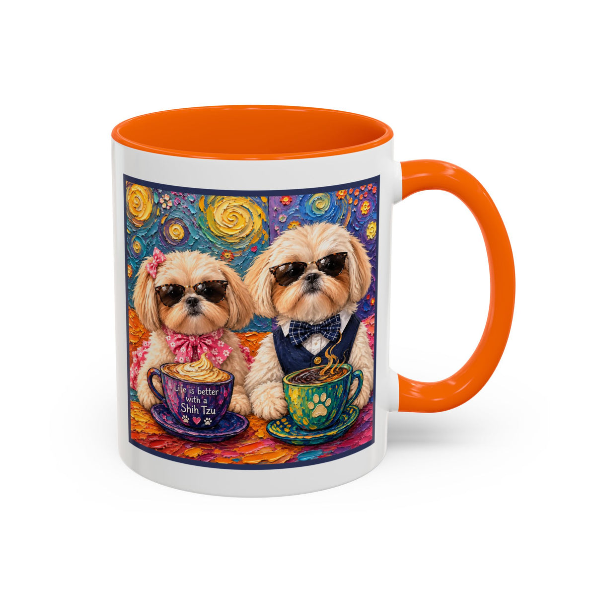 Shih Tzu Coffee Cup - Cute Dog Art - Couple with Teacups-Coffee cups - Paws for Coffee
