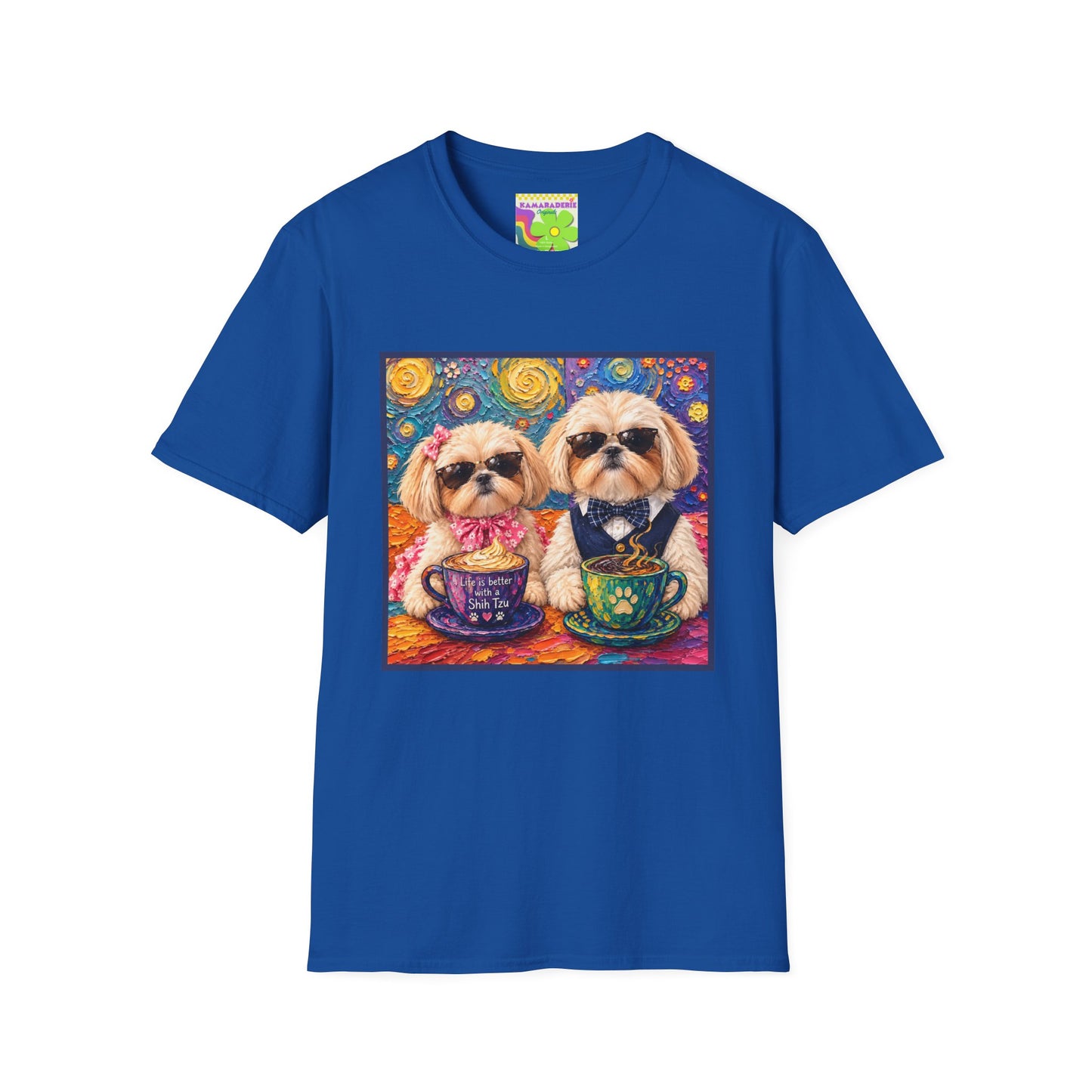 Shih Tzu Coffee Date T-Shirt - Cute Couple - Dogs with Teacups - Paws for Coffee