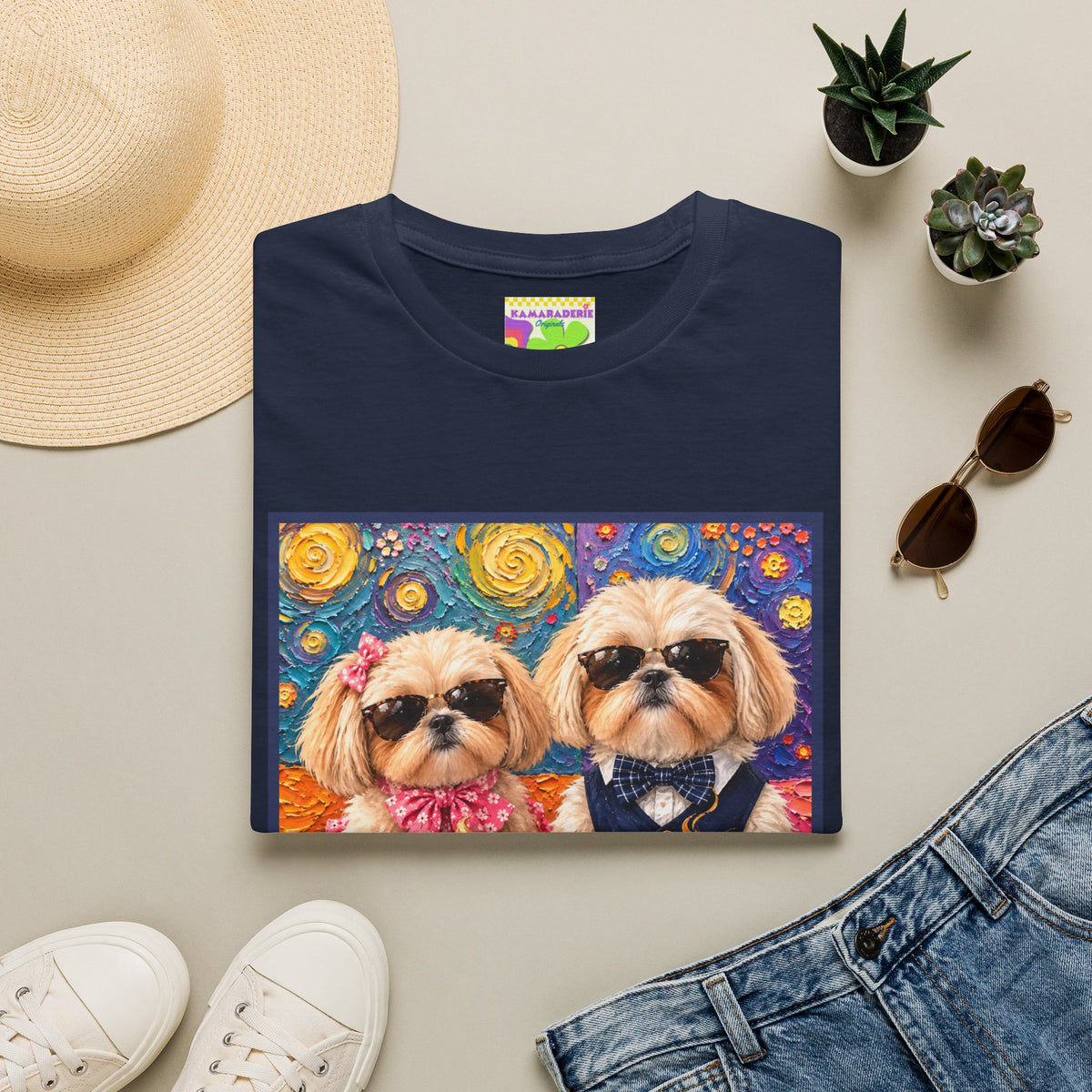 Shih Tzu Coffee Date T-Shirt - Cute Couple - Dogs with Teacups - Paws for Coffee