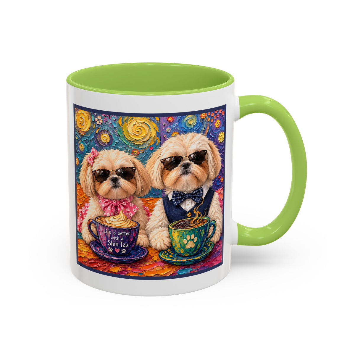 Shih Tzu Coffee Cup - Cute Dog Art - Couple with Teacups-Coffee cups - Paws for Coffee