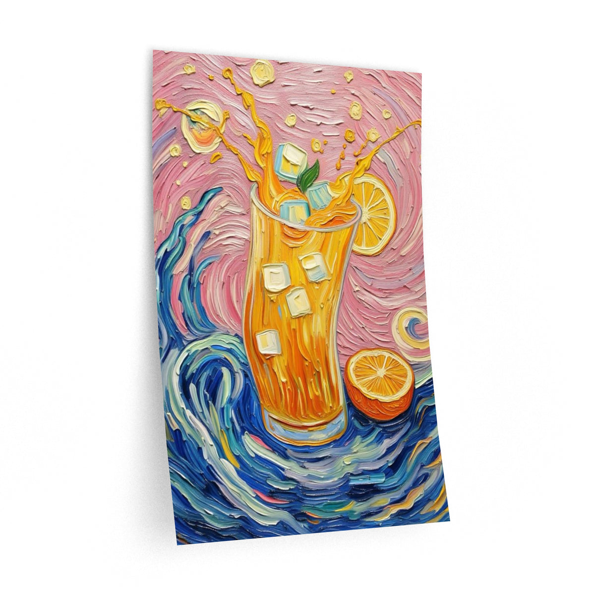 Wall Decal Art- Refreshing Splashing Citrus Drink - Bright Artistic Removable Wall Art Wall Decal - 'Squeeze the Day'