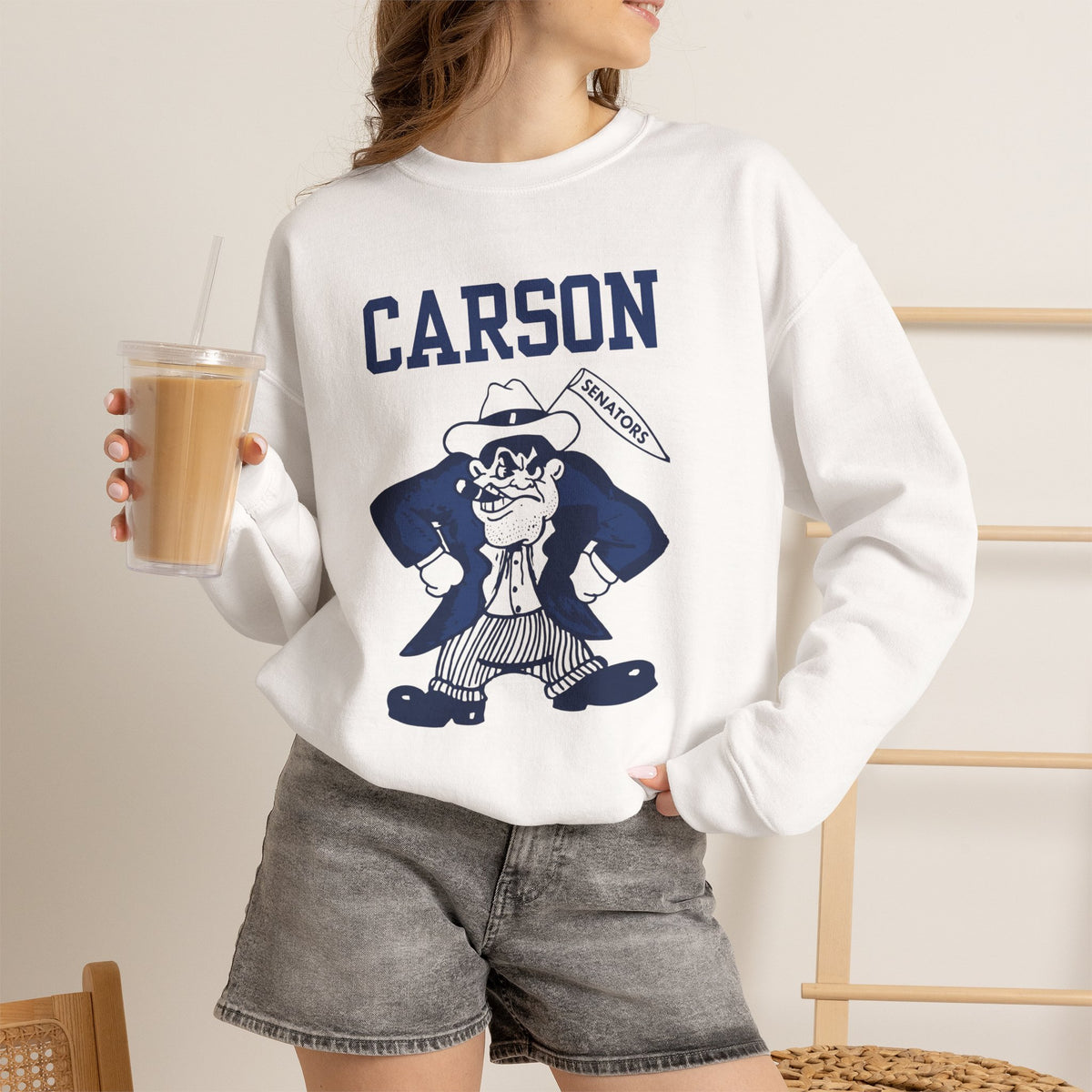 Vintage Carson Senators Mascot Crewneck Sweatshirt