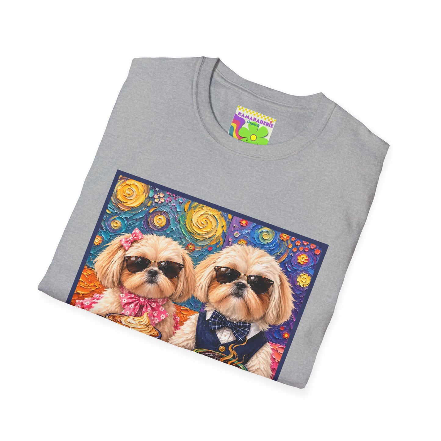 Shih Tzu Coffee Date T-Shirt - Cute Couple - Dogs with Teacups - Paws for Coffee