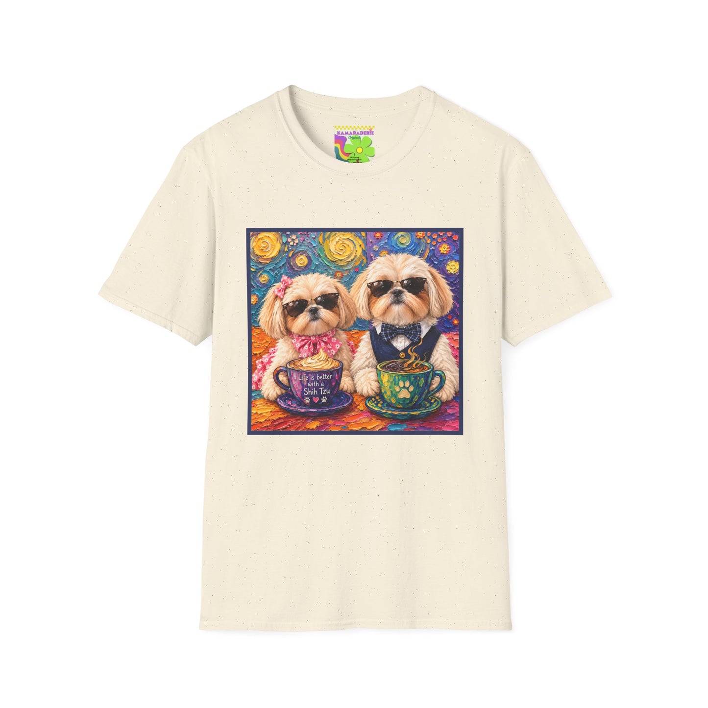 Shih Tzu Coffee Date T-Shirt - Cute Couple - Dogs with Teacups - Paws for Coffee