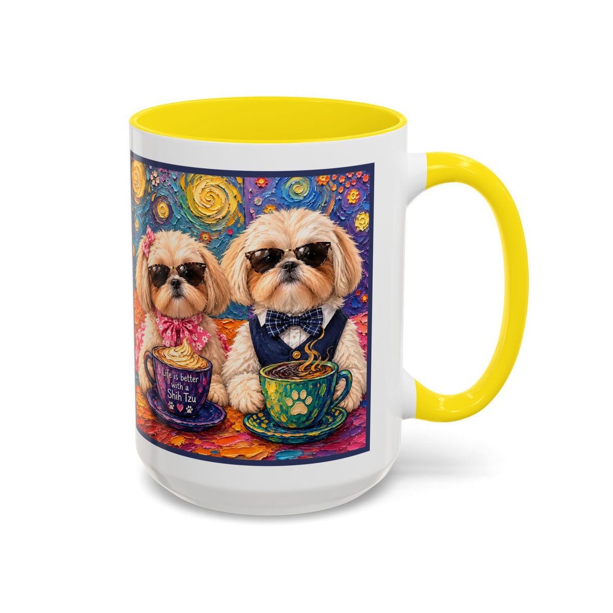 Shih Tzu Coffee Cup - Cute Dog Art - Couple with Teacups-Coffee cups - Paws for Coffee