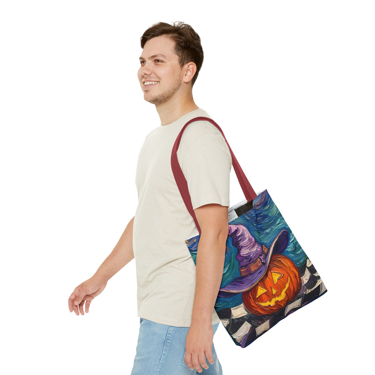 Halloween Tote Bag | Pumpkin After Midnight – Colorful Jack-O'-Lantern artistic design