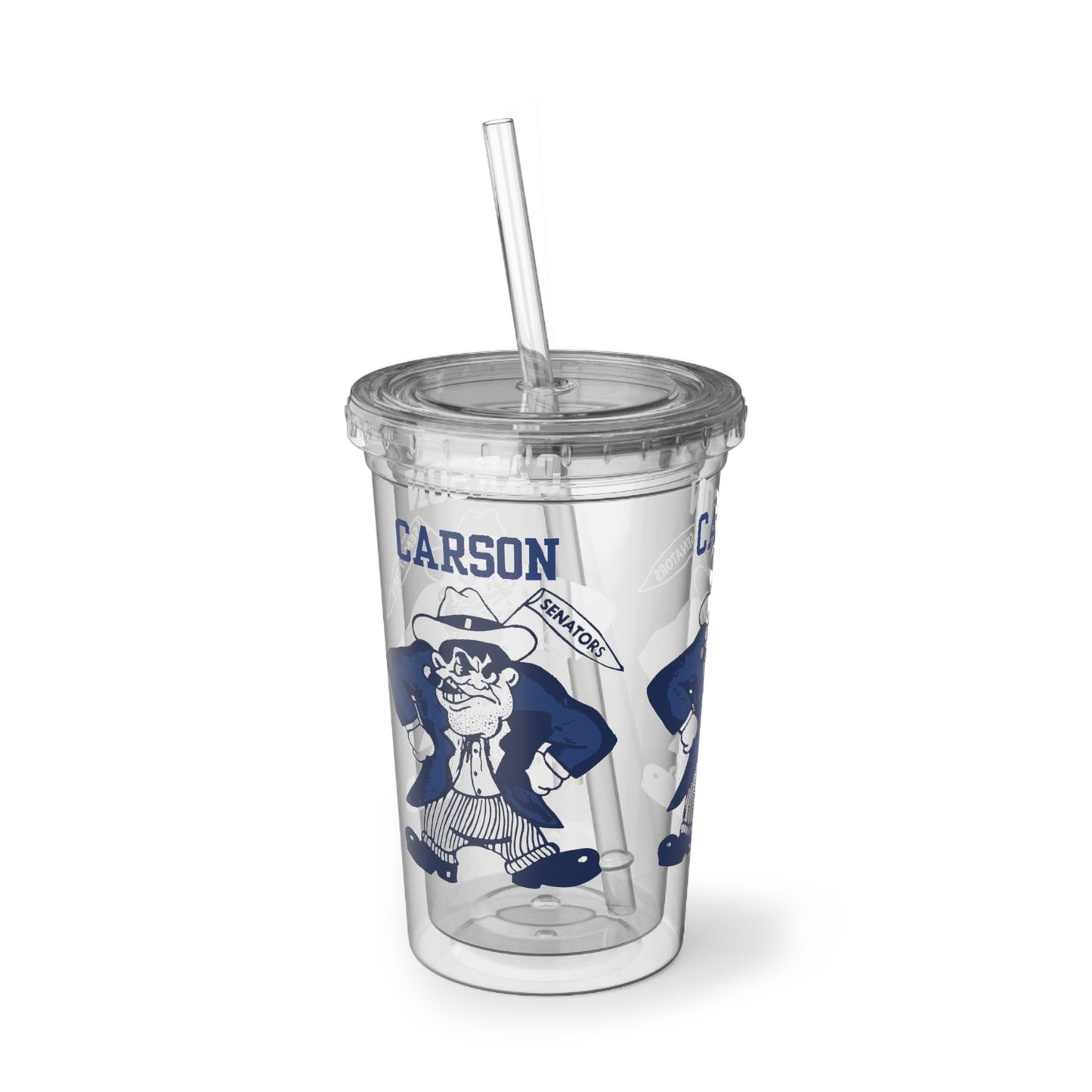 Vintage Carson Senators Mascot Acrylic Tumbler - 16 oz