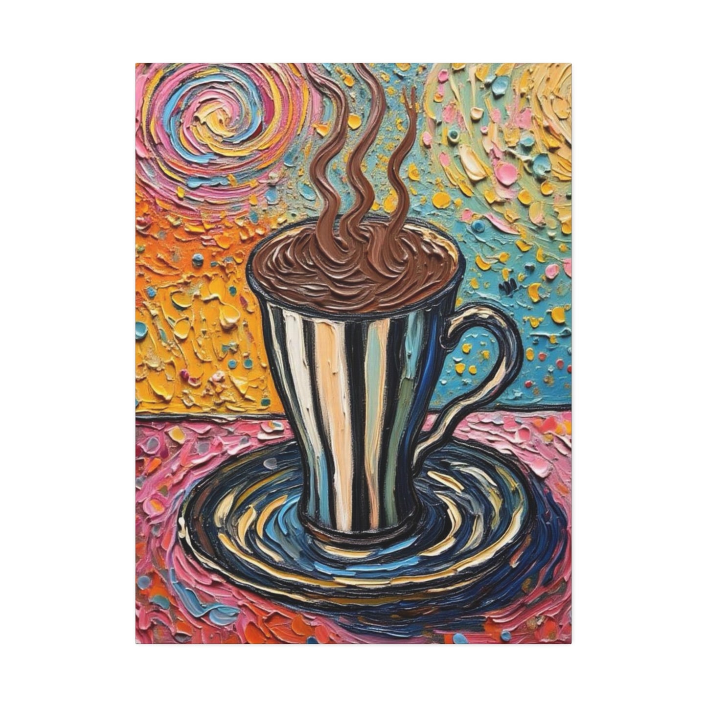 Colorful Coffee Cup Canvas Wall Art — Stretched 1.5"