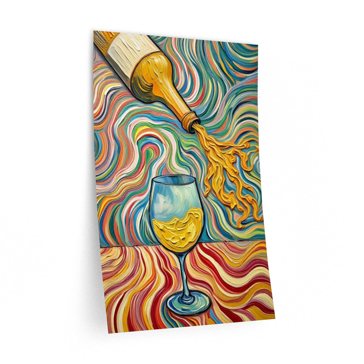 Wall Decal Art - Wine Bottle & Glass Pour Removable Art - Artistic Uniquely Design - Psychedelic Pour'