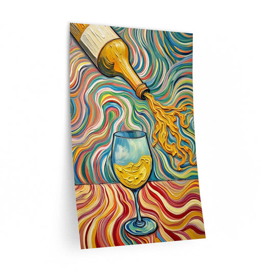 Wall Decal Art - Wine Bottle & Glass Pour Removable Art - Artistic Uniquely Design - Psychedelic Pour'