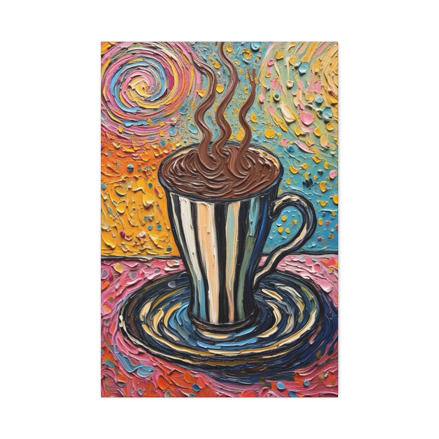 Colorful Coffee Cup Canvas Wall Art — Stretched 1.5"
