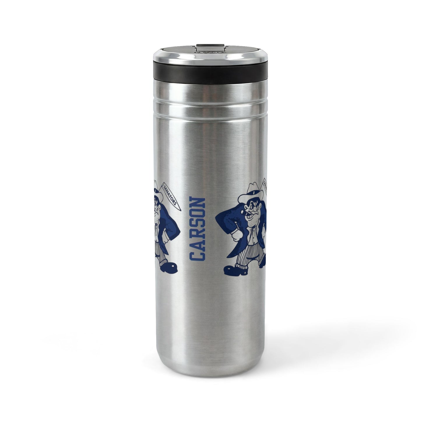 Vintage Carson Senators Mascot Insulated Tumbler - 24oz Thermal Straw Bottle