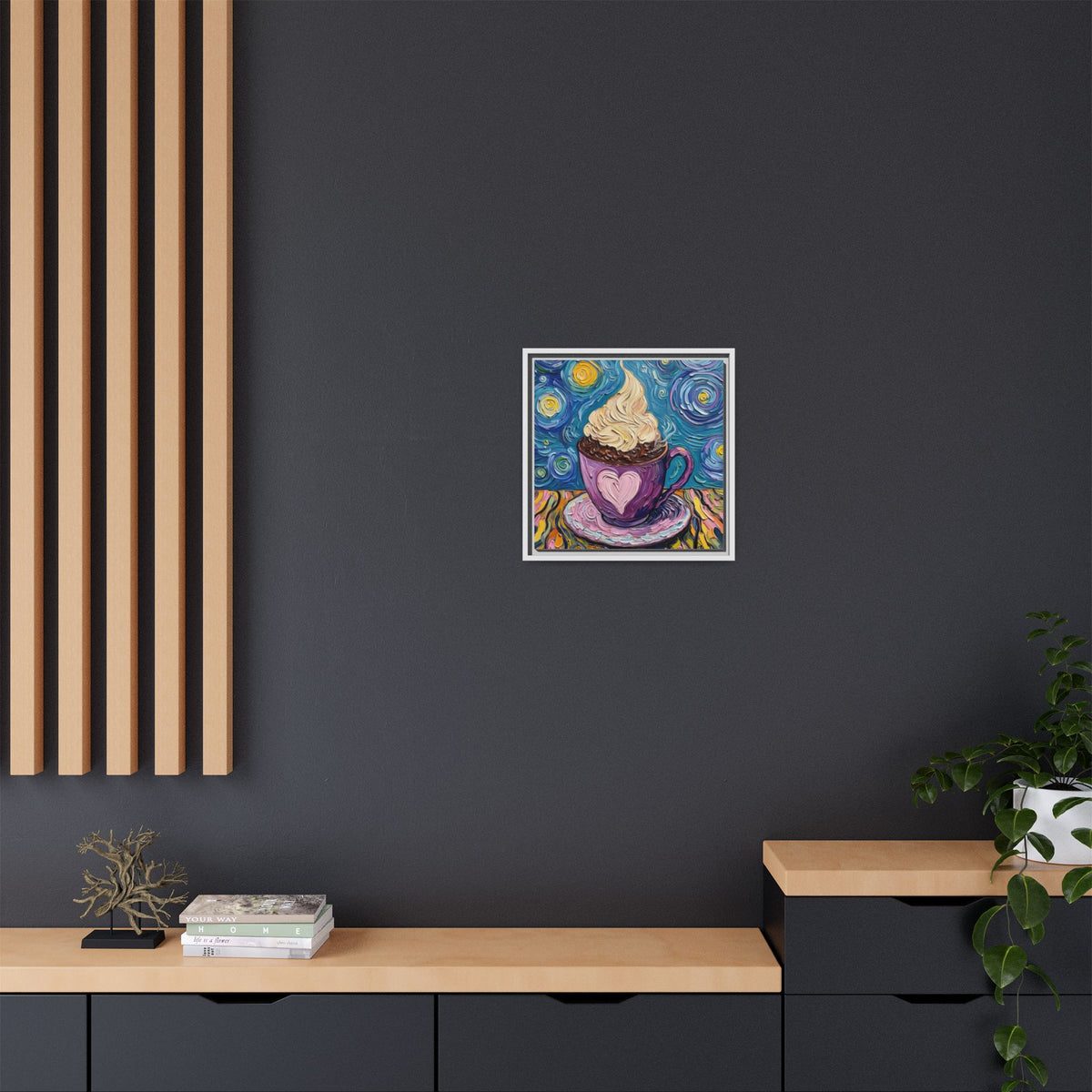 Canvas Wall Art - Colorful Coffee Cup - Artistic Painterly Style - Impasto Design Print - 'Dreamer's Roast'