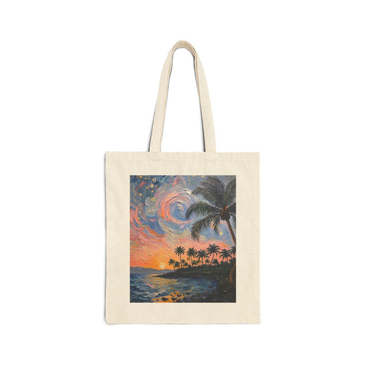 Tote — Tropical Sunset Palm Beach Canvas Tote