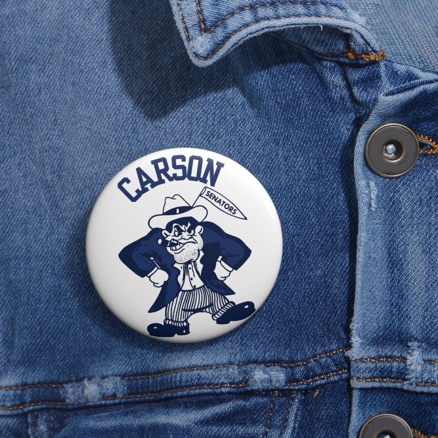 Vintage Carson Senators Mascot Pin Button