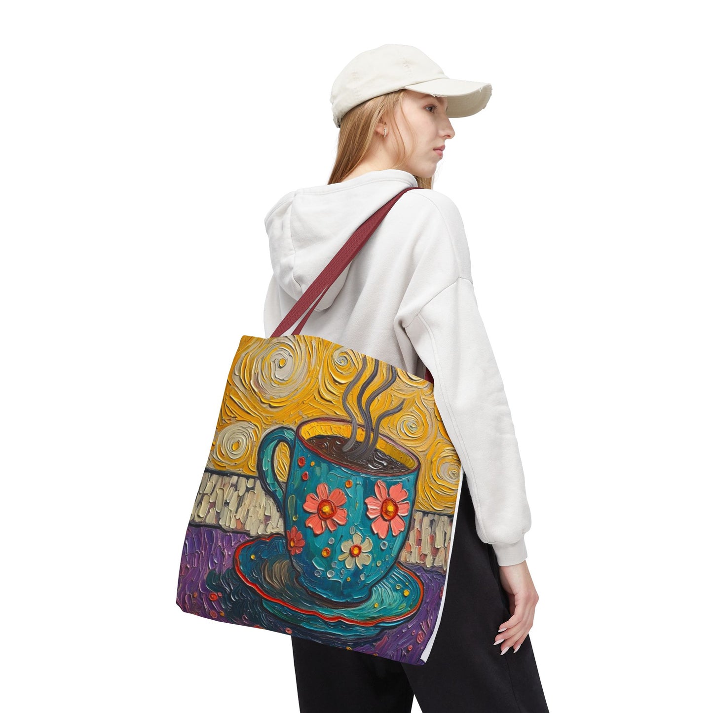 Tote Bag - Flower Coffee Cup - Painterly Style Design - 'Rich Roast'