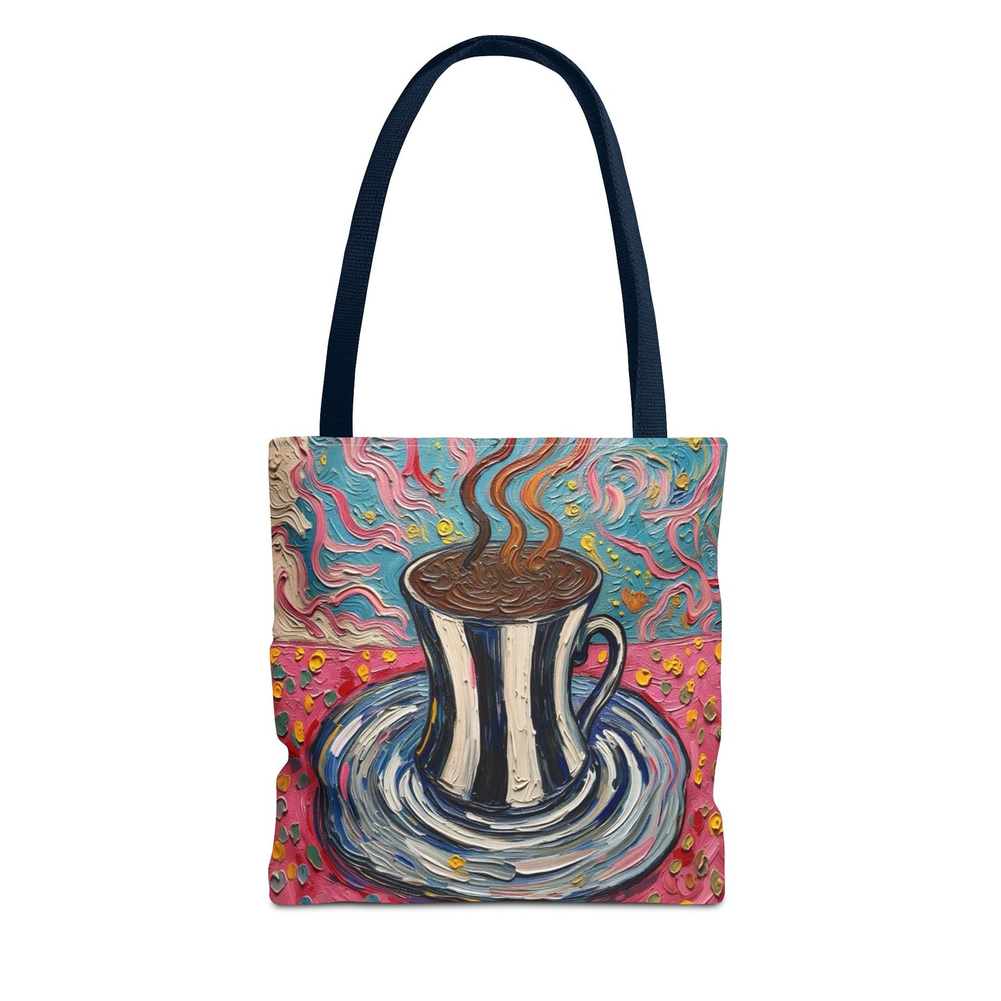 Tote Bag - Colorful Striped Coffee Cup - Painterly Style Design  - 'Mocha Dreams'