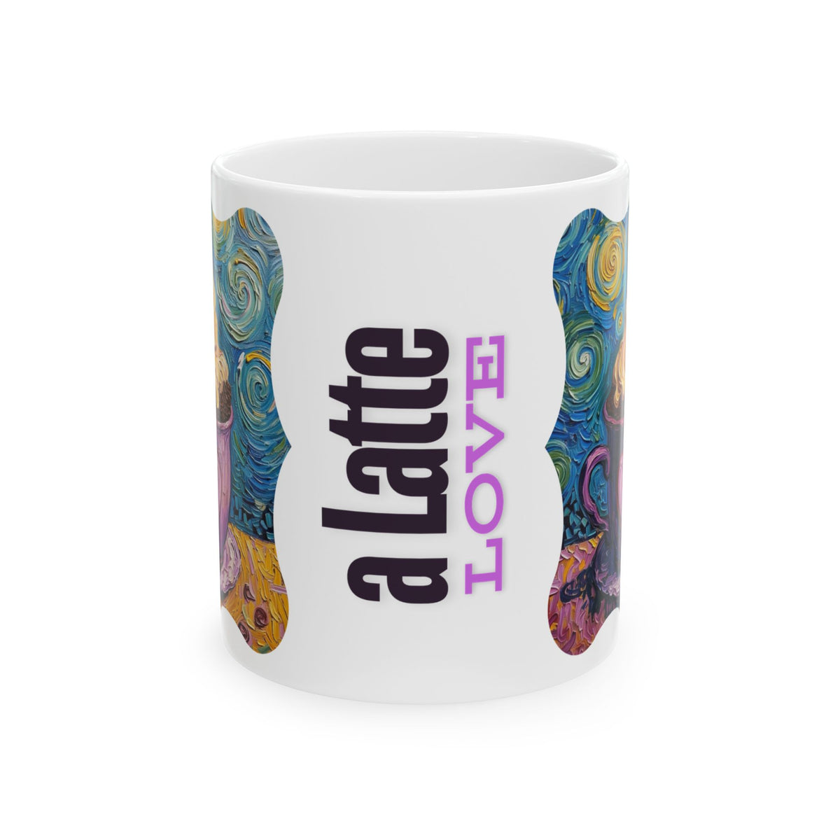 Coffee Mug Colorful Art - Coffee Cup Unique Painterly Design - 'A Latte Love'
