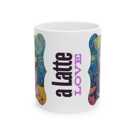 Coffee Mug Colorful Art - Coffee Cup Unique Painterly Design - 'A Latte Love'