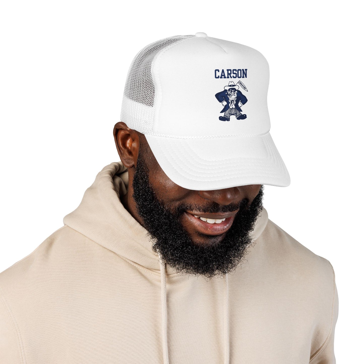 Carson High Senators Trucker Hat with Mascot Design