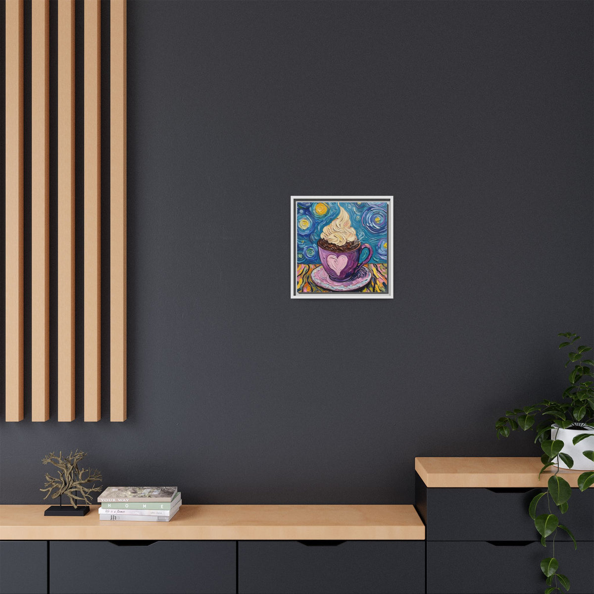Canvas Wall Art - Colorful Coffee Cup - Artistic Painterly Style - Impasto Design Print - 'Dreamer's Roast'