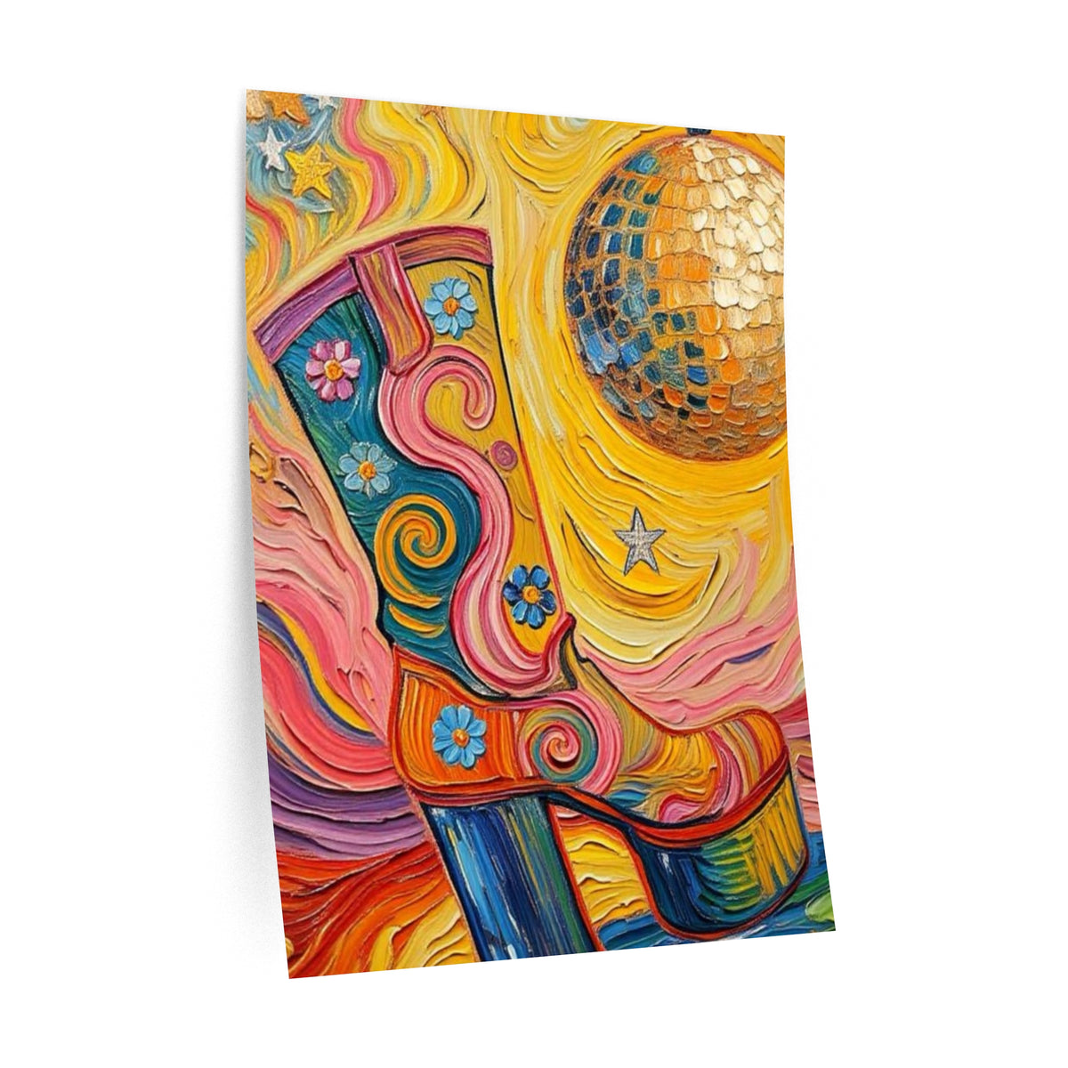 Wall Decal Art- Retro Colorful High Heel Platform Boot - Removable Wall Print - Artistic Painterly Style - 'Boogie Nights'