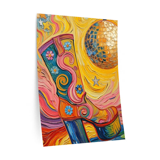 Wall Decal Art- Retro Colorful High Heel Platform Boot - Removable Wall Print - Artistic Painterly Style - 'Boogie Nights'
