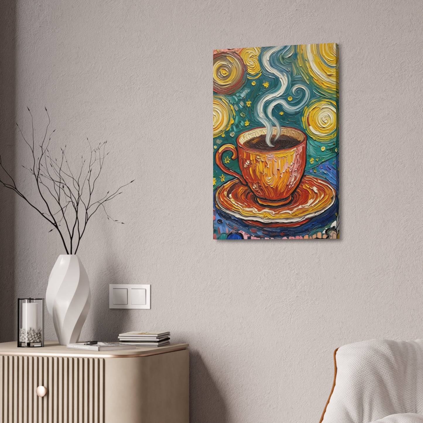 Coffee Starry Night Canvas Print — Stretched 1.5" Wall Art