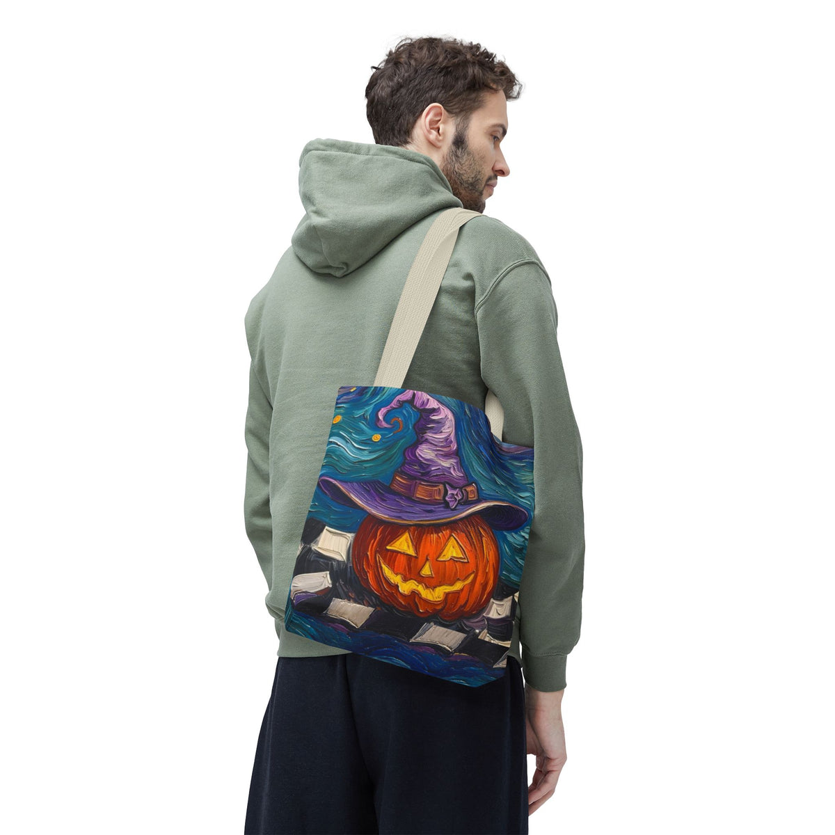 Halloween Tote Bag | Pumpkin After Midnight – Colorful Jack-O'-Lantern artistic design