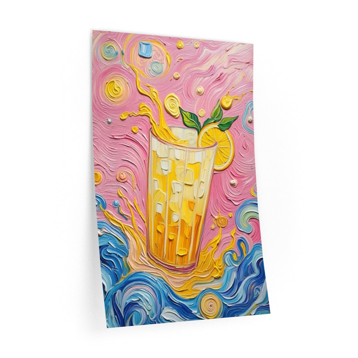 Wall Decal Art- Unique Splashing Lemon Drink - Bright Artistic Removable Wall Art - 'Pucker Up'