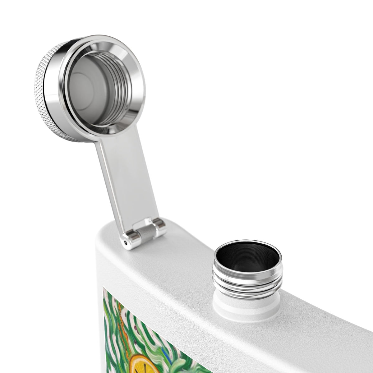 Flask - Stainless Steel 6oz - Colorful Cocktail Splash - Whimsical Artwork - 'Cheers to the Good Life'