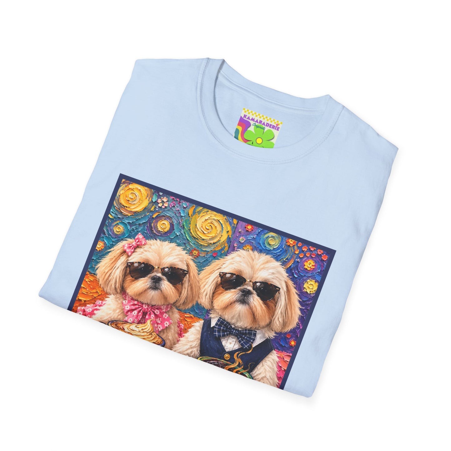 Shih Tzu Coffee Date T-Shirt - Cute Couple - Dogs with Teacups - Paws for Coffee