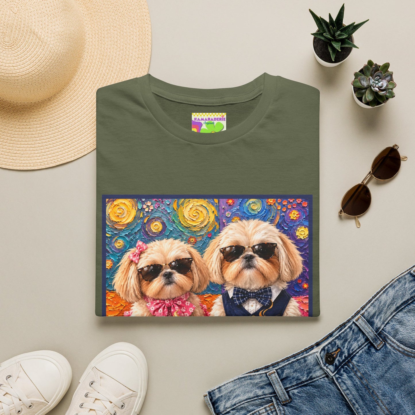 Shih Tzu Coffee Date T-Shirt - Cute Couple - Dogs with Teacups - Paws for Coffee