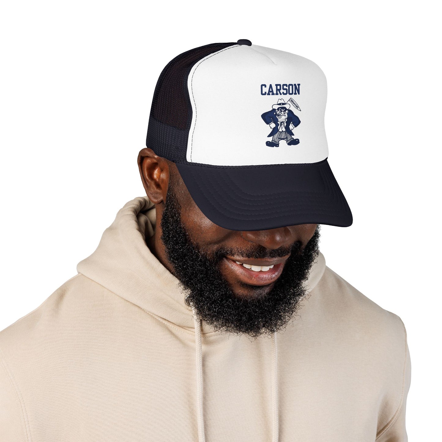 Carson High Senators Trucker Hat with Mascot Design