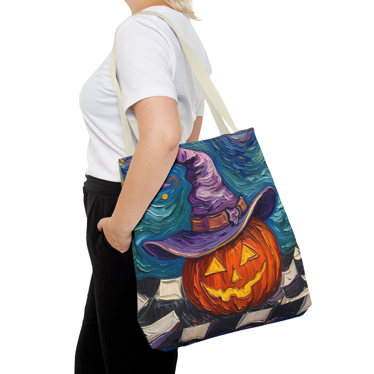 Halloween Tote Bag | Pumpkin After Midnight – Colorful Jack-O'-Lantern artistic design