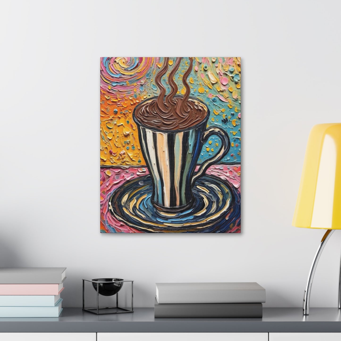 Colorful Coffee Cup Canvas Wall Art — Stretched 1.5"