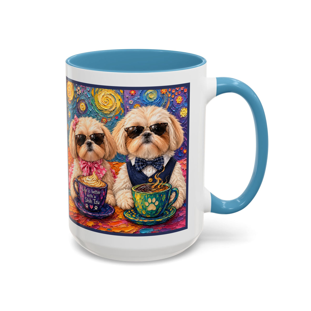 Shih Tzu Coffee Cup - Cute Dog Art - Couple with Teacups-Coffee cups - Paws for Coffee