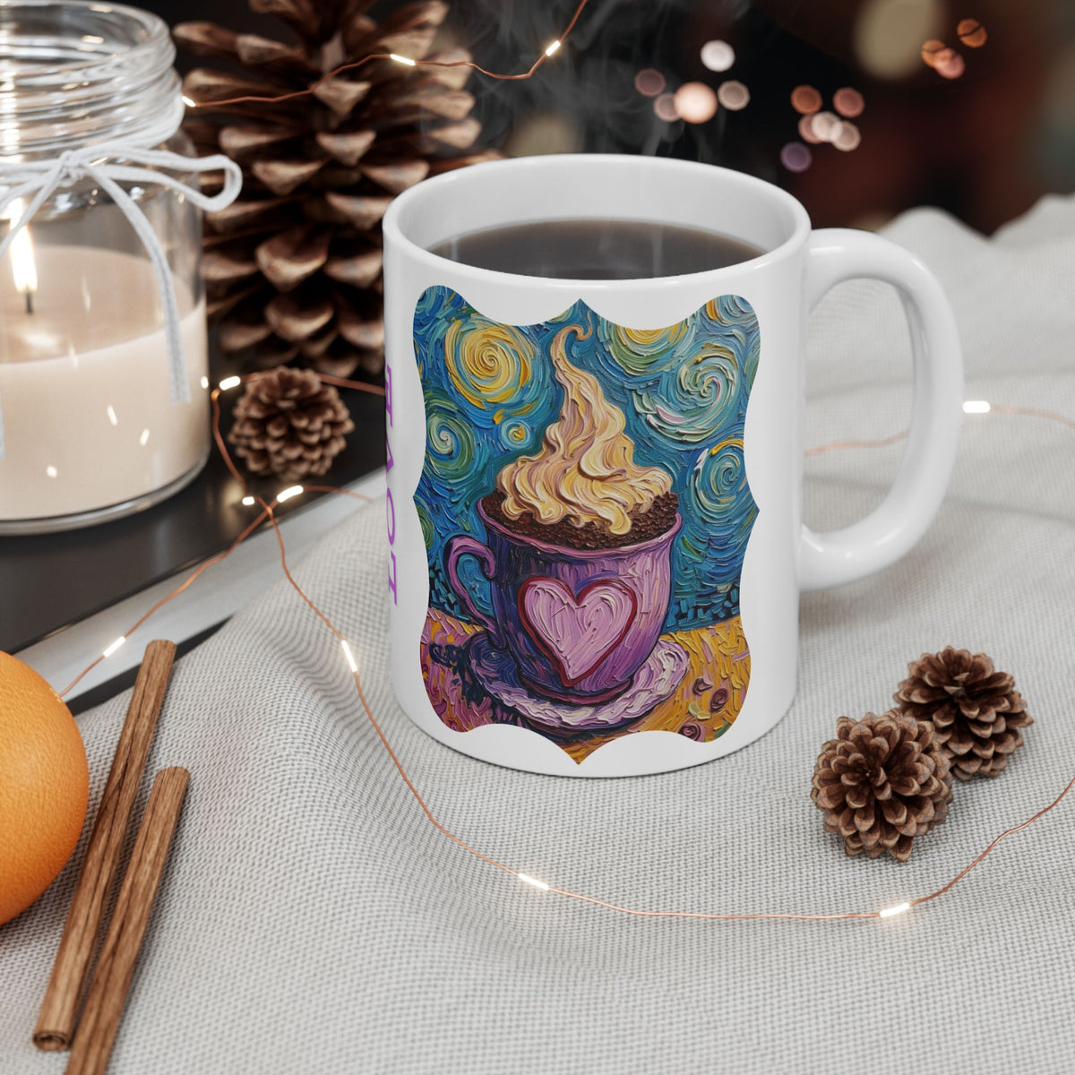 Coffee Mug Colorful Art - Coffee Cup Unique Painterly Design - 'A Latte Love'