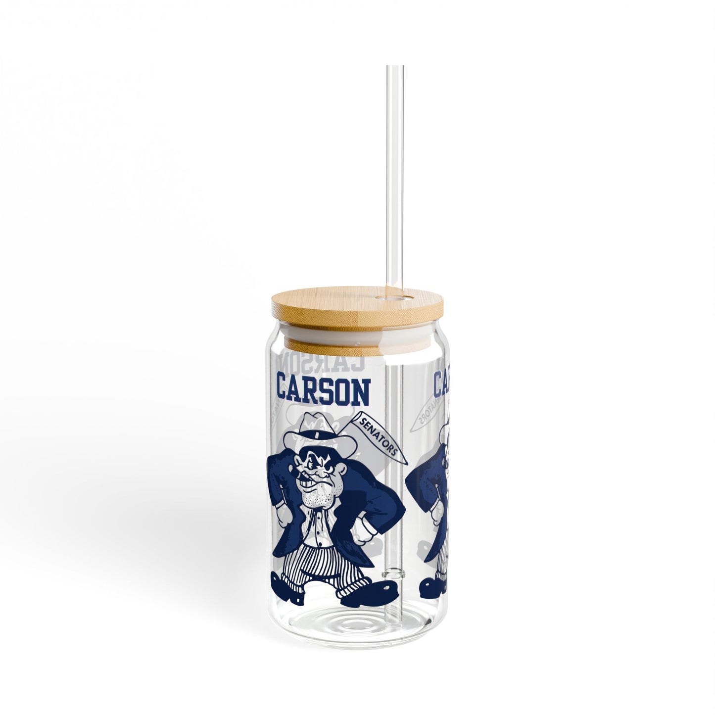 Vintage Carson Senators Mascot Sipper Glass - 16oz Tumbler