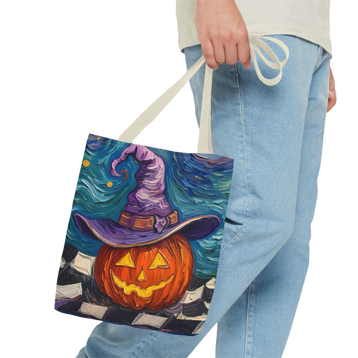 Halloween Tote Bag | Pumpkin After Midnight – Colorful Jack-O'-Lantern artistic design