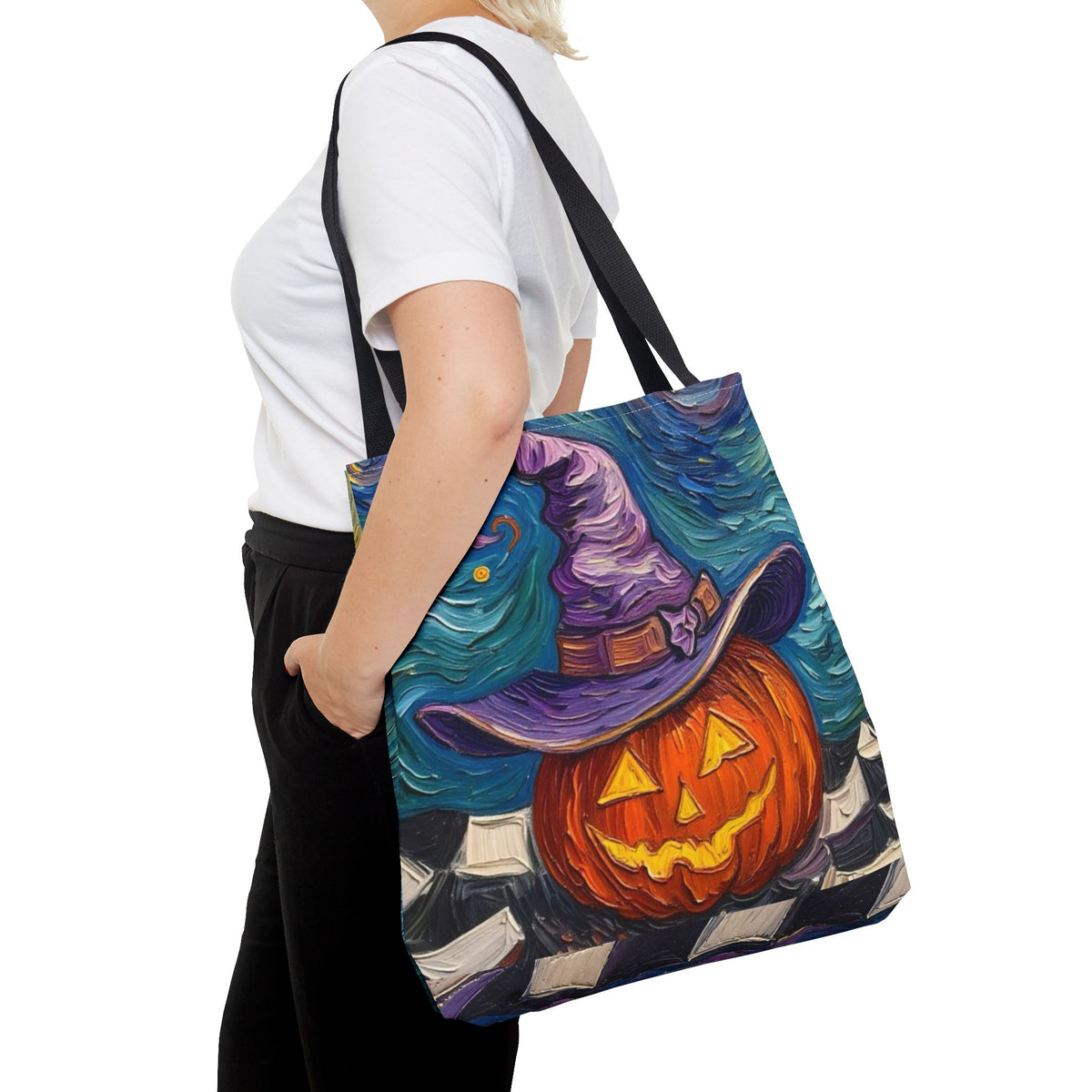 Halloween Tote Bag | Pumpkin After Midnight – Colorful Jack-O'-Lantern artistic design