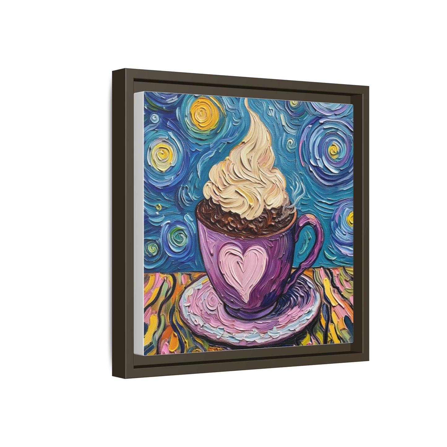 Canvas Wall Art - Colorful Coffee Cup - Artistic Painterly Style - Impasto Design Print - 'Dreamer's Roast'